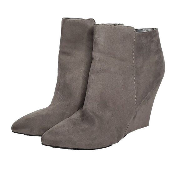 NEW Wedge Ankle Boot Bootie 8.5 Point Toe Faux Suede Gray Worthington Wor Lapaz - Picture 1 of 7